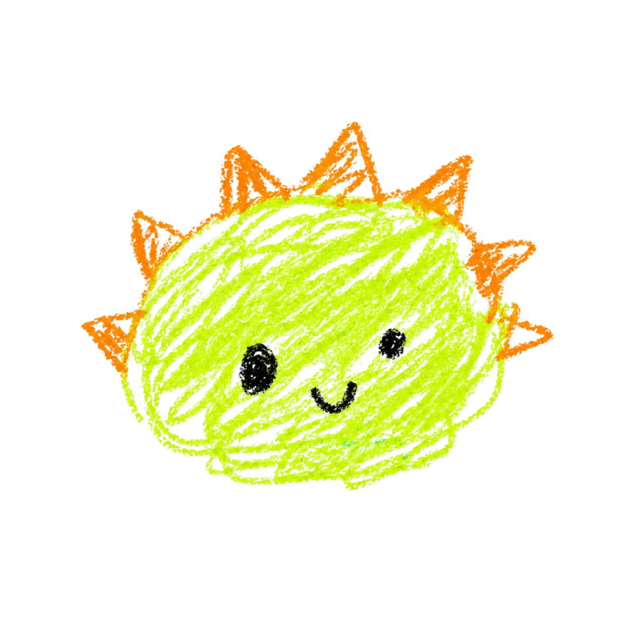 お子さまが描いた緑のキャラクター